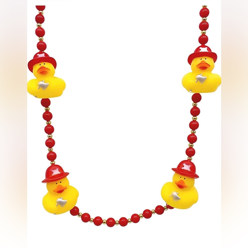 Firefighter duck bead necklace